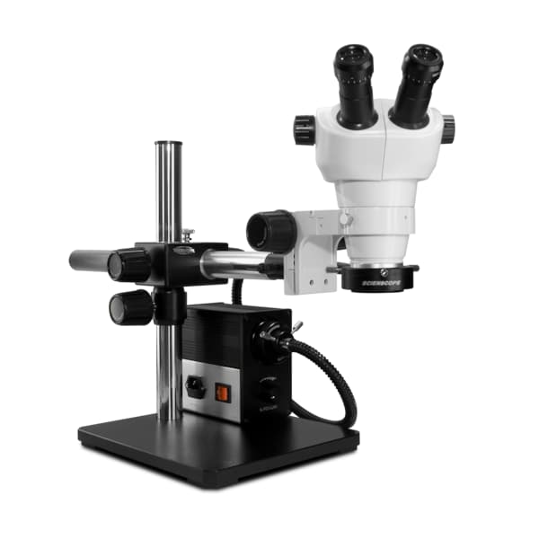 NZ Stereo Zoom Microscope And Fiber-Optic LED On Single Arm Stand